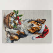 Shetland Sheepdog Christmas Cross-Stitch Hat Legpuzzel (Horizontaal)