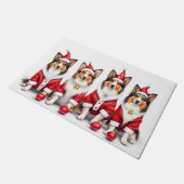Shetland Sheepdog Christmas Dress Santa Hat Deurmat (Schuin)