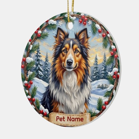 Shetland Sheepdog Christmas Keramisch Ornament (Links)