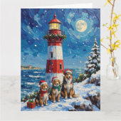 Shetland Sheepdog Christmas Lighthouse Holiday Kaart (Gele Bloem)