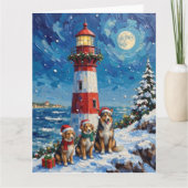Shetland Sheepdog Christmas Lighthouse Holiday Kaart (Voorkant)