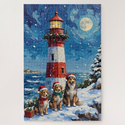 Shetland Sheepdog Christmas Lighthouse Holiday Legpuzzel (Verticaal)
