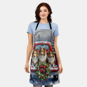 Shetland Sheepdog Christmas Red Truck Holiday Schort (Gedragen)