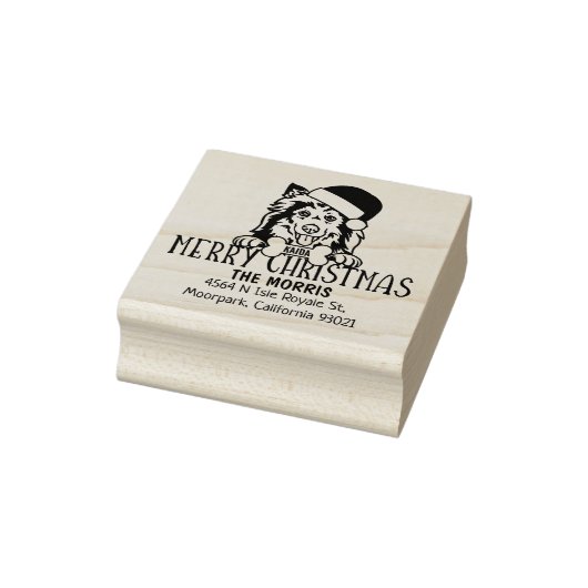 Shetland Sheepdog Christmas Retouradres Rubberstempel (Stempel)