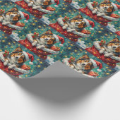 Shetland Sheepdog Christmas Santa Bag Adventure Cadeaupapier (Hoek)