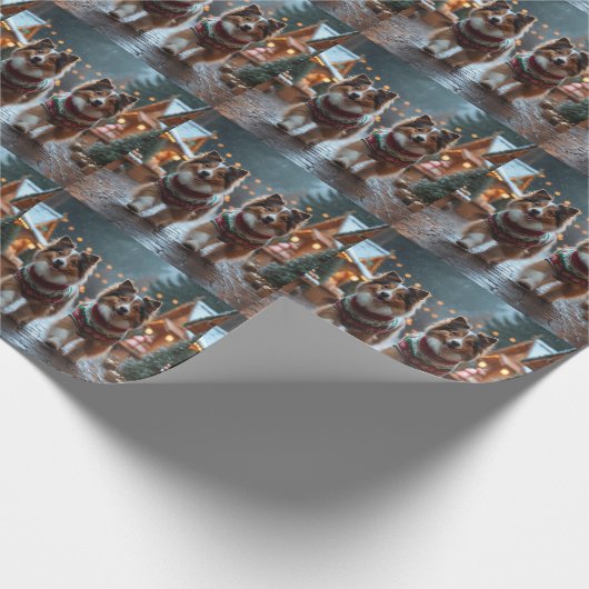 Shetland Sheepdog Christmas Snow Holiday  Cadeaupapier (Hoek)