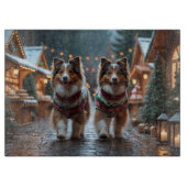 Shetland Sheepdog Christmas Snow Holiday  Snijplank (Voorkant)