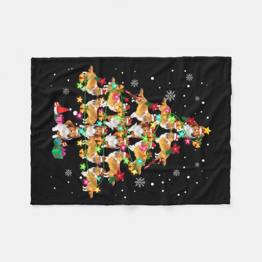 Shetland Sheepdog Christmas Tree Funny Sheltie Chr Fleece Deken (Voorkant (Horizontaal))