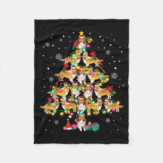 Shetland Sheepdog Christmas Tree Funny Sheltie Chr Fleece Deken (Voorkant)