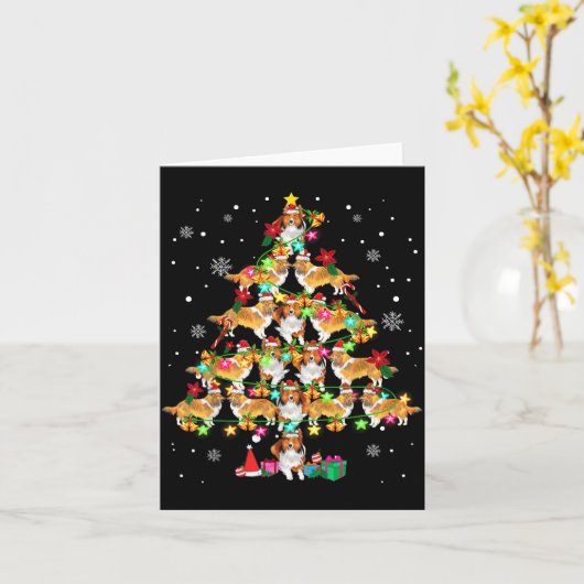 Shetland Sheepdog Christmas Tree Funny Sheltie Chr Kaart (Gele Bloem)