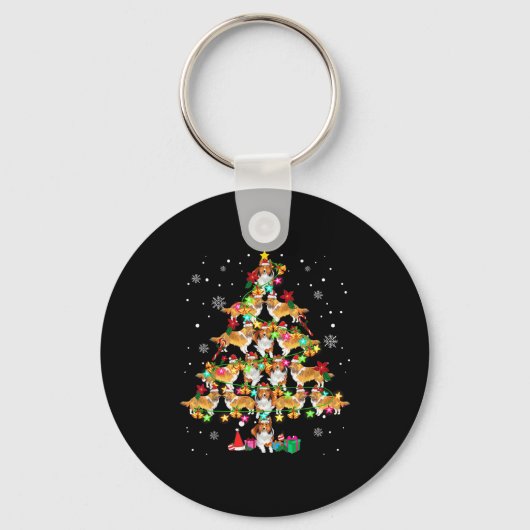 Shetland Sheepdog Christmas Tree Funny Sheltie Chr Sleutelhanger (Voorkant)
