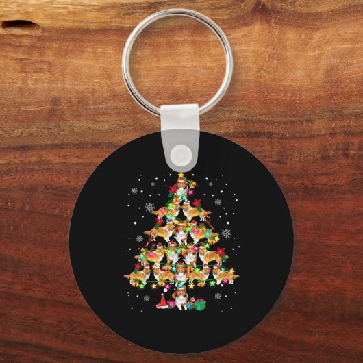 Shetland Sheepdog Christmas Tree Funny Sheltie Chr Sleutelhanger (Voorkant)