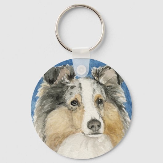 "Shetland Sheepdog" Dog Art Sleutelhanger (Voorkant)
