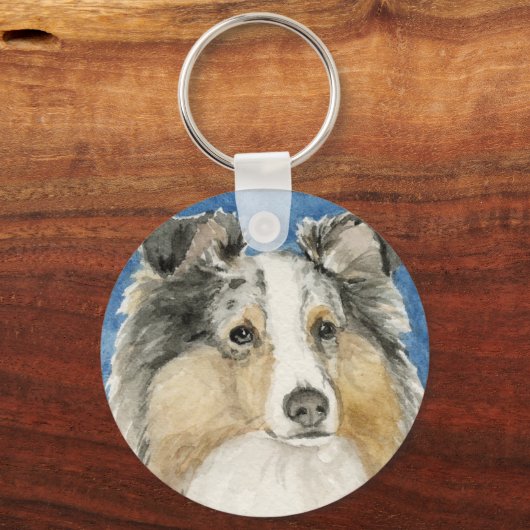 "Shetland Sheepdog" Dog Art Sleutelhanger (Voorkant)