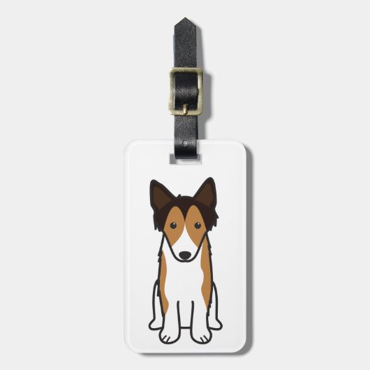 Shetland Sheepdog Dog Cartoon Bagagelabel (Voorkant verticaal)