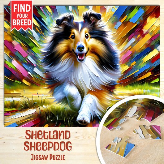 Shetland Sheepdog Dog Portret Acryl Art Print Legpuzzel