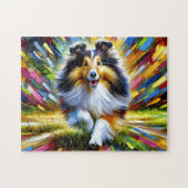 Shetland Sheepdog Dog Portret Acryl Art Print Legpuzzel (Horizontaal)
