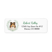 Shetland Sheepdog Eucalyptusblad Krans Etiket (Voorkant)