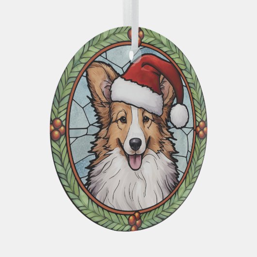 Shetland Sheepdog Glas in lood Kerstmis Glas Ornament (Voorkant Rechts)