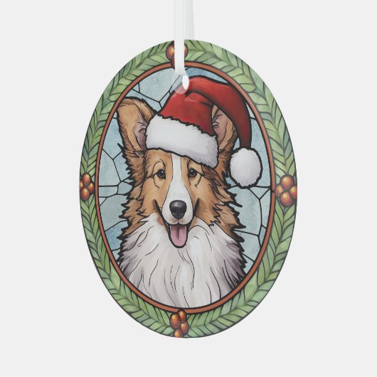 Shetland Sheepdog Glas in lood Kerstmis Glas Ornament (Voorkant links)