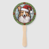 Shetland Sheepdog Glas in lood Kerstmis Handwaaier (Achterkant)
