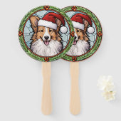 Shetland Sheepdog Glas in lood Kerstmis Handwaaier (Voorkant en achterkant)