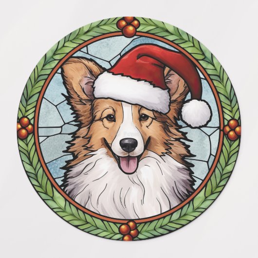 Shetland Sheepdog Glas in lood Kerstmis Labels (Design 2)