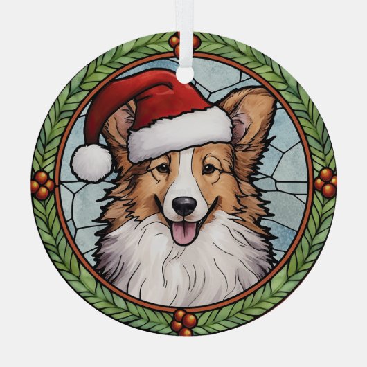 Shetland Sheepdog Glas in lood Kerstmis Ornament (Achterkant)