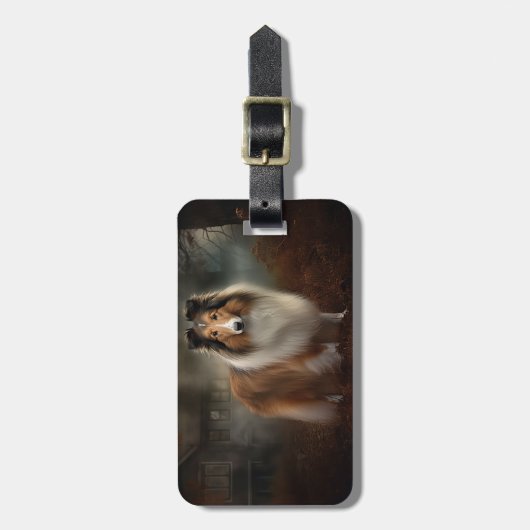 Shetland Sheepdog Halloween eng Bagagelabel (Voorkant verticaal)