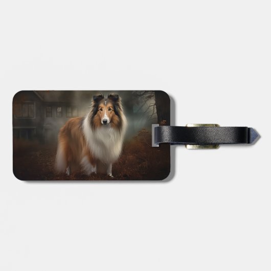 Shetland Sheepdog Halloween eng Bagagelabel (Achterkant horizontaal)