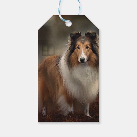 Shetland Sheepdog Halloween eng Cadeaulabel (Voorkant)
