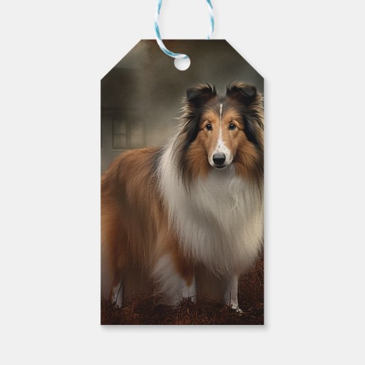 Shetland Sheepdog Halloween eng Cadeaulabel (Achterkant)