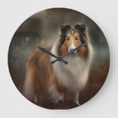 Shetland Sheepdog Halloween eng Grote Klok (Voorkant)