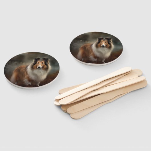 Shetland Sheepdog Halloween eng Handwaaier (Niet-gemonteerd)