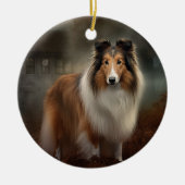 Shetland Sheepdog Halloween eng Keramisch Ornament (Voorkant)