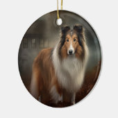 Shetland Sheepdog Halloween eng Keramisch Ornament (Links)