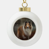 Shetland Sheepdog Halloween eng Keramische Bal Ornament (Voorkant)