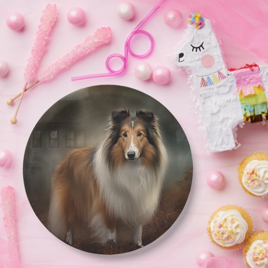 Shetland Sheepdog Halloween eng Papieren Bordje (Feest)