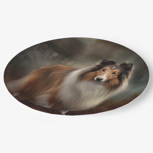 Shetland Sheepdog Halloween eng Papieren Bordje (Gekanteld)