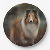 Shetland Sheepdog Halloween eng Papieren Bordje (Voorkant)