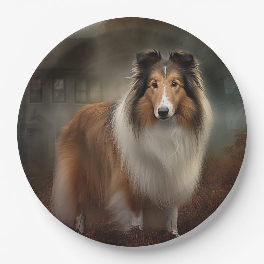 Shetland Sheepdog Halloween eng Papieren Bordje (Voorkant)