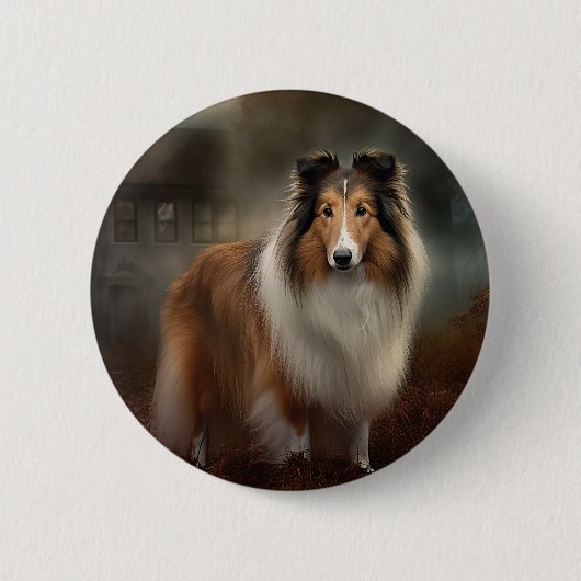 Shetland Sheepdog Halloween eng Ronde Button 5,7 Cm (Voorkant)