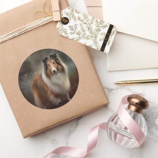 Shetland Sheepdog Halloween eng Ronde Sticker (Geschenken)