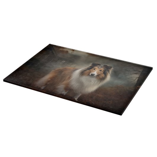 Shetland Sheepdog Halloween eng Snijplank (Hoek)