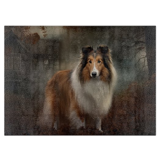 Shetland Sheepdog Halloween eng Snijplank (Voorkant)