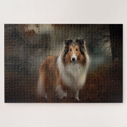 Shetland Sheepdog Halloween Griezelen Legpuzzel (Horizontaal)