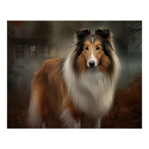 Shetland Sheepdog Halloween Griezelen Perfect Poster