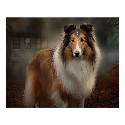 Shetland Sheepdog Halloween Griezelen Perfect Poster (Voorkant)