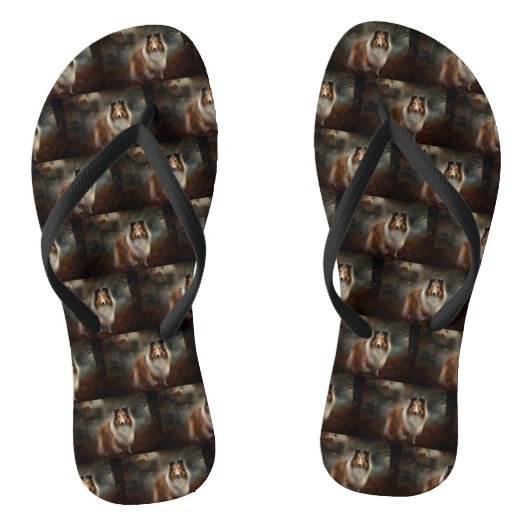 Shetland Sheepdog Halloween Griezelen Teenslippers (Voetbed)