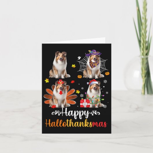 Shetland Sheepdog Halloween Kerstfeest Happy Hallo Kaart (Voorkant)